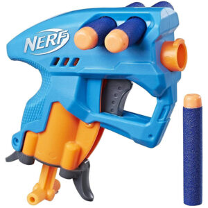 Nerf NanoFire Blaster, Blue Single-Shot Blaster with Dart Storage, Includes 3 Elite Darts, For Kids Ages 8 and up